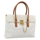 CELINE Macadam Canvas Hand Bag PVC Leather White Gold Auth 195994-1