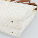 CELINE Macadam Canvas Hand Bag PVC Leather White Gold Auth 195994-10