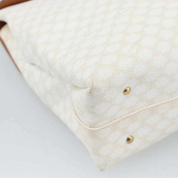 CELINE Macadam Canvas Hand Bag PVC Leather White Gold Auth 195994