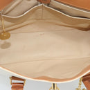 CELINE Macadam Canvas Hand Bag PVC Leather White Gold Auth 195994-15