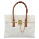 CELINE Macadam Canvas Hand Bag PVC Leather White Gold Auth 195994-2