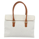 CELINE Macadam Canvas Hand Bag PVC Leather White Gold Auth 195994-3