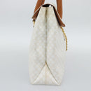 CELINE Macadam Canvas Hand Bag PVC Leather White Gold Auth 195994-4