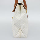 CELINE Macadam Canvas Hand Bag PVC Leather White Gold Auth 195994-5