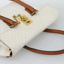 CELINE Macadam Canvas Hand Bag PVC Leather White Gold Auth 195994-6