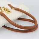 CELINE Macadam Canvas Hand Bag PVC Leather White Gold Auth 195994-7