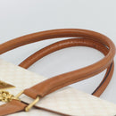 CELINE Macadam Canvas Hand Bag PVC Leather White Gold Auth 195994-8