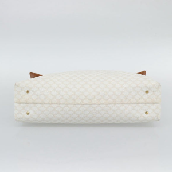 CELINE Macadam Canvas Hand Bag PVC Leather White Gold Auth 195994