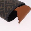 FENDI Zucca Canvas Drink Holder PVC Black Brown Auth 195995M-9