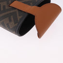 FENDI Zucca Canvas Drink Holder PVC Black Brown Auth 195995M-15