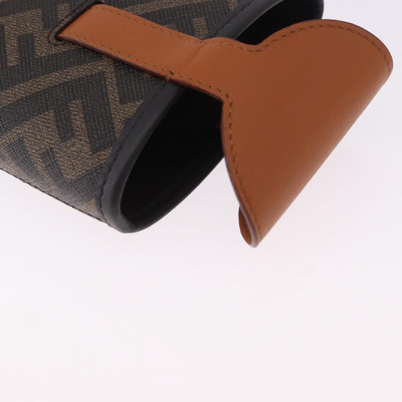 FENDI Zucca Canvas Drink Holder PVC Black Brown Auth 195995M