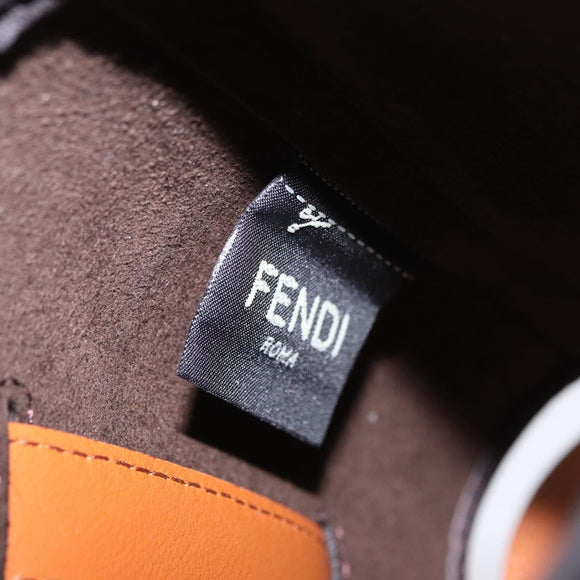 FENDI Zucca Canvas Drink Holder PVC Black Brown Auth 195995M