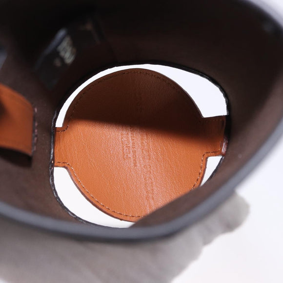 FENDI Zucca Canvas Drink Holder PVC Black Brown Auth 195995M
