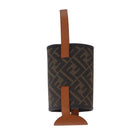 FENDI Zucca Canvas Drink Holder PVC Black Brown Auth 195995M-2
