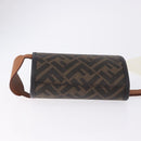 FENDI Zucca Canvas Drink Holder PVC Black Brown Auth 195995M-3
