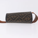 FENDI Zucca Canvas Drink Holder PVC Black Brown Auth 195995M-4