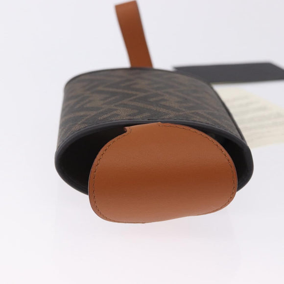 FENDI Zucca Canvas Drink Holder PVC Black Brown Auth 195995M