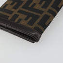 FENDI Zucca Canvas Long Wallet Black Brown Auth 195997V-16