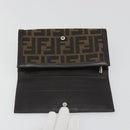 FENDI Zucca Canvas Long Wallet Black Brown Auth 195997V-17
