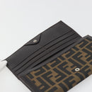 FENDI Zucca Canvas Long Wallet Black Brown Auth 195997V-8