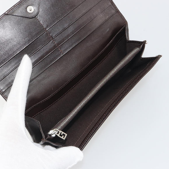 FENDI Zucca Canvas Long Wallet Black Brown Auth 195997V