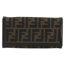 FENDI Zucca Canvas Long Wallet Black Brown Auth 195997V-13