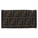 FENDI Zucca Canvas Long Wallet Black Brown Auth 195997V-2