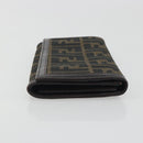 FENDI Zucca Canvas Long Wallet Black Brown Auth 195997V-3