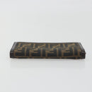 FENDI Zucca Canvas Long Wallet Black Brown Auth 195997V-5