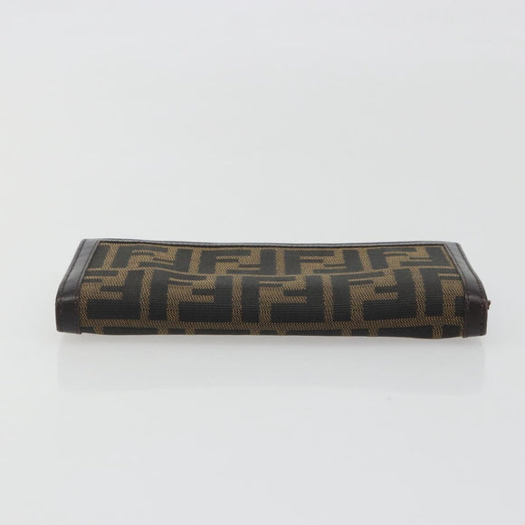 FENDI Zucca Canvas Long Wallet Black Brown Auth 195997V