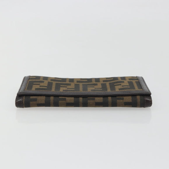 FENDI Zucca Canvas Long Wallet Black Brown Auth 195997V