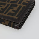 FENDI Zucca Canvas Long Wallet Black Brown Auth 195997V-7