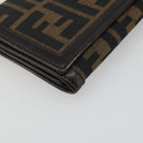 FENDI Zucca Canvas Long Wallet Black Brown Auth 195997V-14