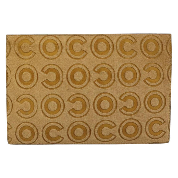 CHANEL Clutch Bag Harako leather Brown Gold CC Auth 195999A