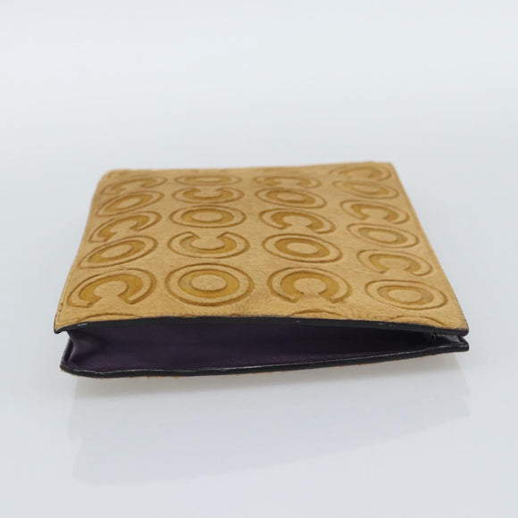 CHANEL Clutch Bag Harako leather Brown Gold CC Auth 195999A