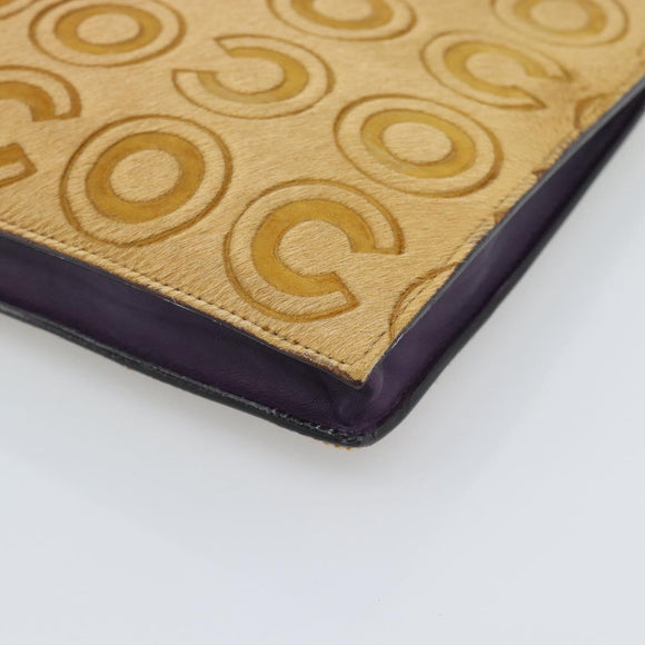 CHANEL Clutch Bag Harako leather Brown Gold CC Auth 195999A