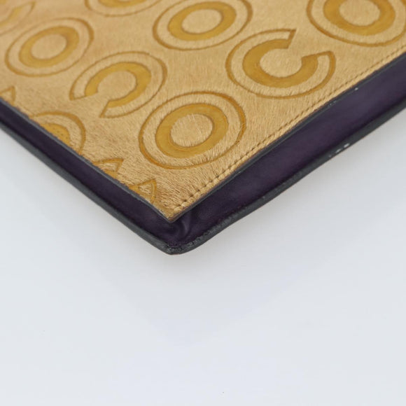 CHANEL Clutch Bag Harako leather Brown Gold CC Auth 195999A