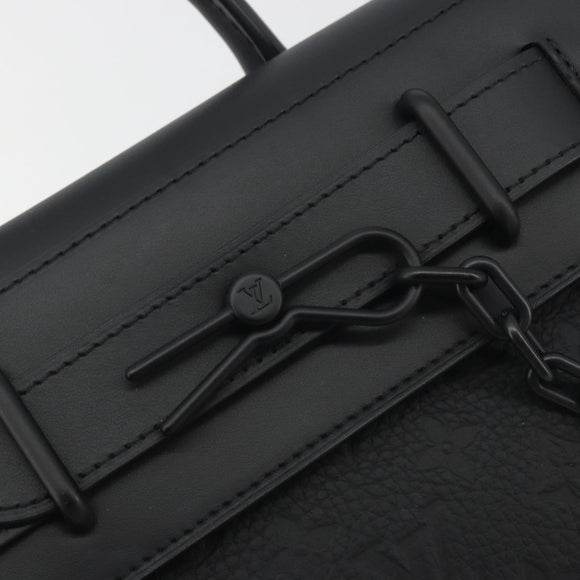 LOUIS VUITTON Taurillon Clemence Monogram Steamer PM Black M24436 Auth 196000SM