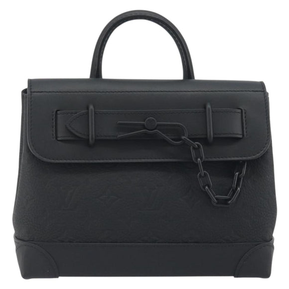 LOUIS VUITTON Taurillon Clemence Monogram Steamer PM Black M24436 Auth 196000SM