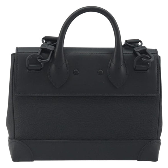 LOUIS VUITTON Taurillon Clemence Monogram Steamer PM Black M24436 Auth 196000SM