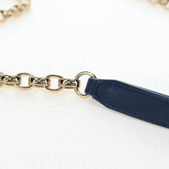 CHANEL Matelasse Chain Shoulder Bag Lamb Skin Blue Gold CC Auth 196001M