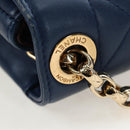 CHANEL Matelasse Chain Shoulder Bag Lamb Skin Blue Gold CC Auth 196001M-9