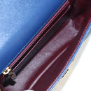 CHANEL Matelasse Chain Shoulder Bag Lamb Skin Blue Gold CC Auth 196001M-10