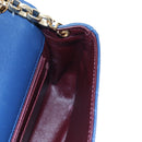 CHANEL Matelasse Chain Shoulder Bag Lamb Skin Blue Gold CC Auth 196001M-24