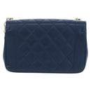 CHANEL Matelasse Chain Shoulder Bag Lamb Skin Blue Gold CC Auth 196001M-2