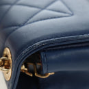 CHANEL Matelasse Chain Shoulder Bag Lamb Skin Blue Gold CC Auth 196001M-4