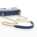 CHANEL Matelasse Chain Shoulder Bag Lamb Skin Blue Gold CC Auth 196001M-7