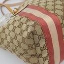 GUCCI GG Canvas Sherry Line Tote Bag Beige Gold 211971 Auth 196002-14