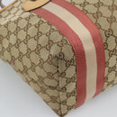 GUCCI GG Canvas Sherry Line Tote Bag Beige Gold 211971 Auth 196002-16
