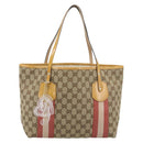 GUCCI GG Canvas Sherry Line Tote Bag Beige Gold 211971 Auth 196002-13